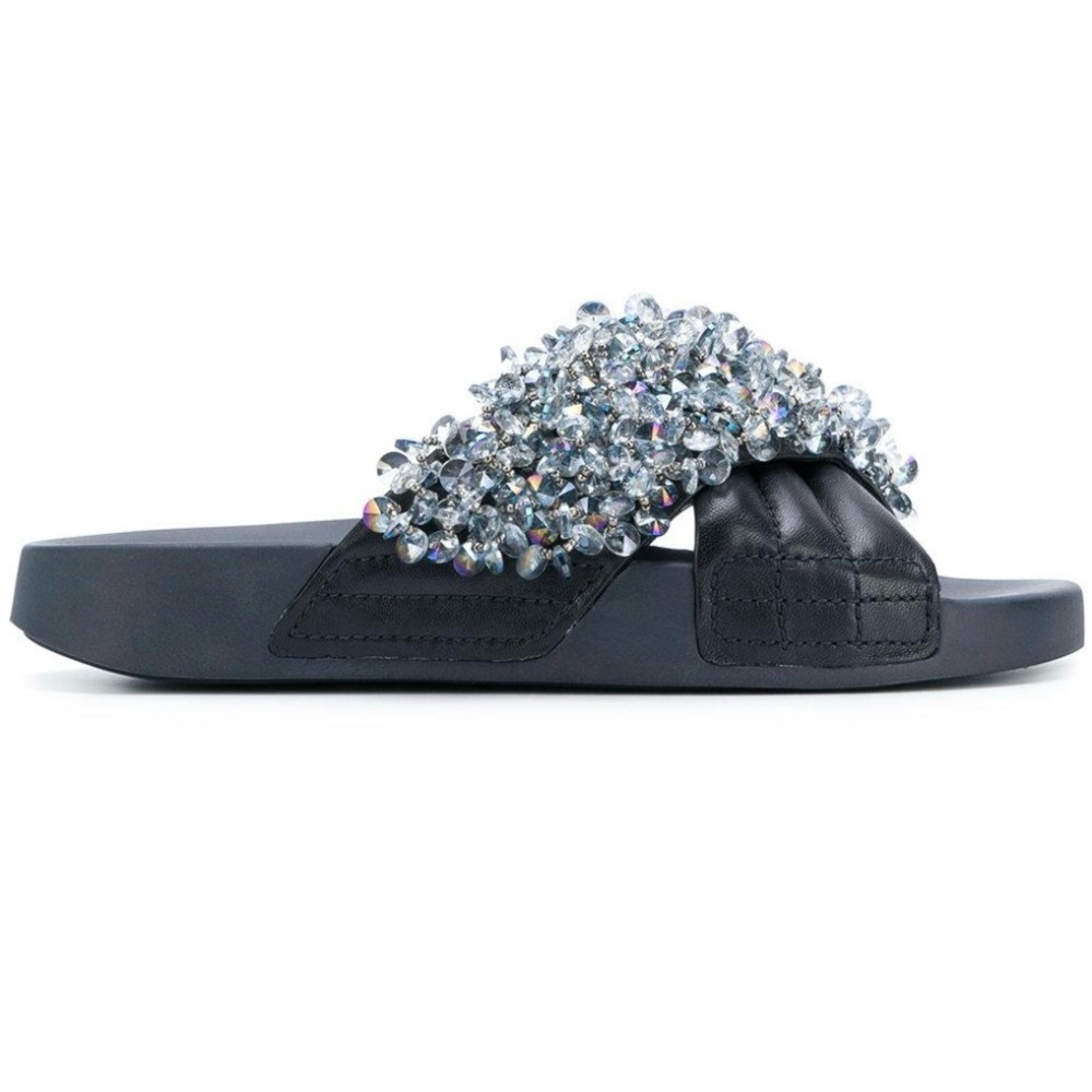 Tory Burch LOGAN Blue and Silver Embellished Women's Sandals SIZE 8